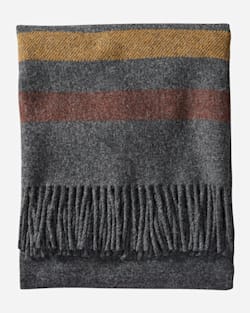 ALTERNATE VIEW OF ECO-WISE WOOL FRINGED THROW IN OXFORD STRIPE image number 2