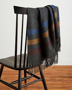 ALTERNATE VIEW OF ECO-WISE WOOL FRINGED THROW IN OXFORD STRIPE image number 3