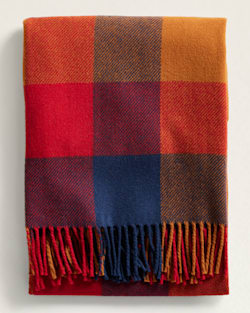 ECO-WISE WOOL FRINGED THROW IN COPPER/RED image number 1