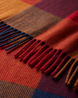 ALTERNATE VIEW OF ECO-WISE WOOL FRINGED THROW IN COPPER/RED image number 3