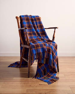 ECO-WISE WOOL FRINGED THROW IN MAROON/BLUE CHECK image number 1
