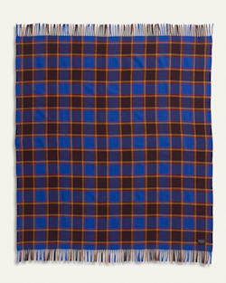 ALTERNATE VIEW OF ECO-WISE WOOL FRINGED THROW IN MAROON/BLUE CHECK image number 3
