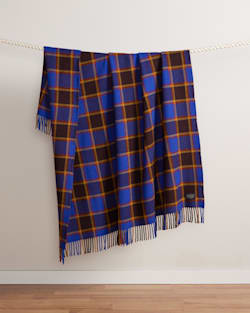 ALTERNATE VIEW OF ECO-WISE WOOL FRINGED THROW IN MAROON/BLUE CHECK image number 4