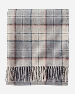 ECO-WISE WOOL FRINGED THROW IN PEARL PLAID image number 1