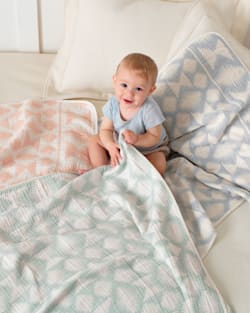 ALTERNATE VIEW OF FALCON COVE COTTON BABY BLANKET IN AQUA image number 3