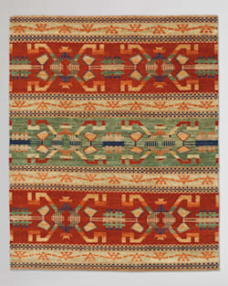 ALTERNATE VIEW OF ANAZAZI HANDMADE RUG IN GREEN/RED image number 2