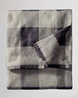 ALTERNATE VIEW OF ROB ROY ORGANIC COTTON BLANKET IN CREAM/SLATE image number 3