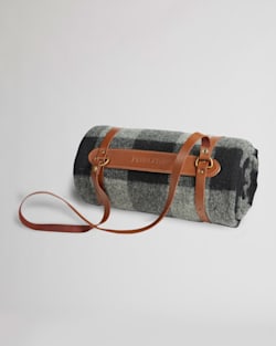 ALTERNATE VIEW OF MOTOR ROBE THROW WITH LEATHER CARRIER IN ROB ROY CHARCOAL image number 3