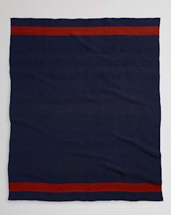 ALTERNATE VIEW OF BRIDGER WOOL THROW WITH CARRIER IN NAVY CASCADE STRIPE image number 3