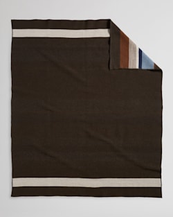 ALTERNATE VIEW OF BRIDGER WOOL THROW WITH CARRIER IN BLACK TRAIL STRIPE image number 4