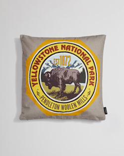 YELLOWSTONE NATIONAL PARK PATCH PILLOW IN TAN MULTI image number 1