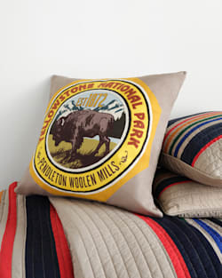 ALTERNATE VIEW OF ELLOWSTONE NATIONAL PARK PATCH PILLOW IN TAN MULTI image number 4