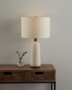 RAW STONEWARE TABLE LAMP IN WHITE image number 1