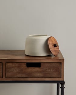 ALTERNATE VIEW OF RAW STONEWARE KITCHEN CANISTER IN WHITE image number 2