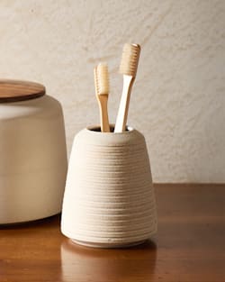 ALTERNATE VIEW OF RAW STONEWARE TEXTURED BUD VASE IN WHITE image number 3