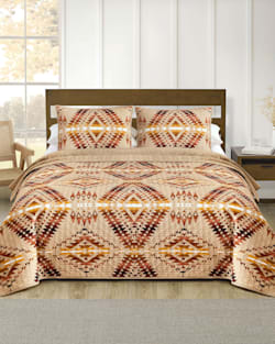ALTERNATE VIEW OF MISSION TRAILS PRINTED COVERLET SET IN TAN MULTI image number 4