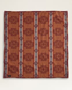 FOLDED BACK VIEW OF ONE COLORWAY OF SAN MARINO/STRIPE ORGANIC COTTON THROW GIFT PACK IN ANDORA/CASHEW image number 3