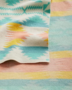 ALTERNATE VIEW OF KNIT BABY BLANKET WITH BEANIE IN TAN MULTI image number 5