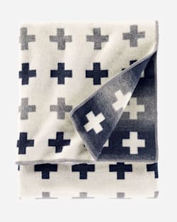 ADDITIONAL VIEW OF MERIDIAN CROSSING BLANKET IN WHITE/GREY/NAVY image number 3