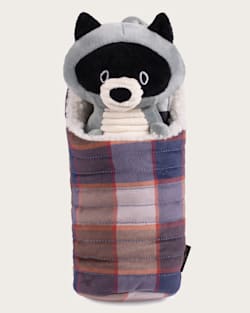 PET PLUSH CAMPING RACOON TOY IN RACOON image number 1