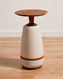 HANDMADE STONEWARE & WOOD COCKTAIL TABLE IN SUNSET STRIPE image number 1