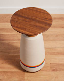 ALTERNATE VIEW OF HANDMADE STONEWARE & WOOD COCKTAIL TABLE IN SUNSET STRIPE image number 2
