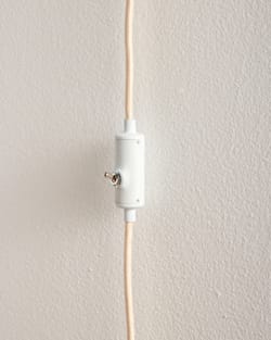ALTERNATE VIEW OF HANDMADE STONEWARE & WOOD SCONCE IN RED/BLACK STRIPE image number 3