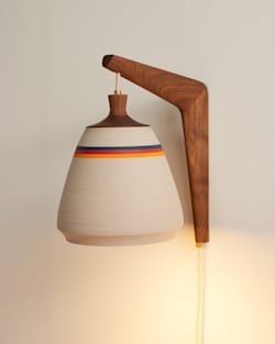 ALTERNATE VIEW OF HANDMADE STONEWARE & WOOD SCONCE IN SUNSET STRIPE image number 2