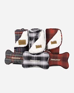 ALTERNATE VIEW OF CLASSIC PLAID THROW AND TOY IN RED OMBRE PLAID image number 2
