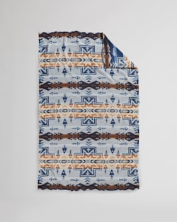 BACK VIEW OF SILVER CITY ORGANIC COTTON BLANKET IN DENIM image number 2