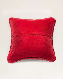 ALTERNATE VIEW OF PLUSH BUFFALO HOOKED SQUARE PILLOW IN BROWN/RED image number 2