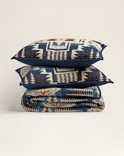 HARDING STAR PRINTED COVERLET SET IN TITAN BLUE image number 1