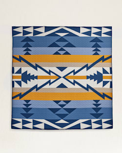 ALTERNATE VIEW OF TRAPPER PEAK PIECED QUILT SET IN BLUE/GOLD image number 2