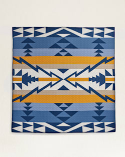 ALTERNATE VIEW OF TRAPPER PEAK PIECED QUILT SET IN BLUE/GOLD image number 3