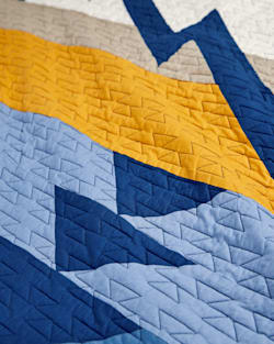 ALTERNATE VIEW OF TRAPPER PEAK PIECED QUILT SET IN BLUE/GOLD image number 5