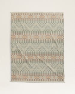 ALTERNATE VIEW OF ORGANIC COTTON FRINGED THROW IN AQUA HIGHLAND PEAK image number 5