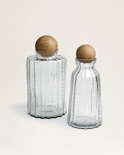 RUFFLE GLASS & MANGO WOOD CANISTER IN CLEAR image number 1