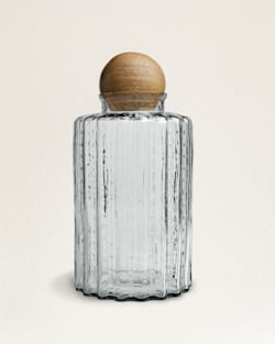 ALTERNATE VIEW OF RUFFLE GLASS & MANGO WOOD CANISTER IN CLEAR image number 2