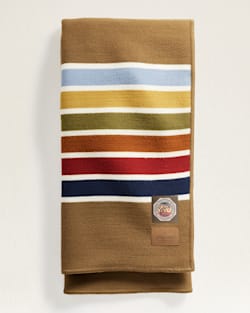 FOLDED VIEW OF JOSHUA TREE NATIONAL PARK THROW WITH CARRIER IN CAMEL image number 4