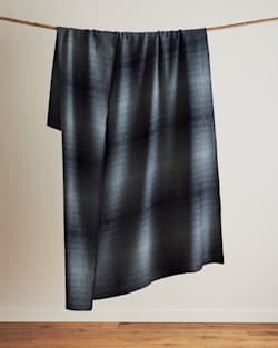 HANGING VIEW OF ECO-WISE WOOL OMBRE BLANKET IN SHALE/NAVY image number 4