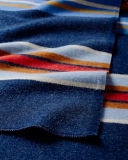 ALTERNATE VIEW OF BRIDGER STRIPE WOOL THROW IN NAVY image number 3