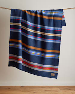 ALTERNATE VIEW OF BRIDGER STRIPE WOOL THROW IN NAVY image number 5