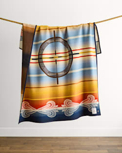 CLOSE UP VIEW OF PATTERN ON DRUM KEEPERS BLANKET IN SUNSET MULTI image number 4