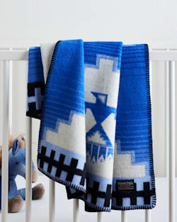 MORNING SKY CRIB BLANKET IN BLUE/WHITE image number 1