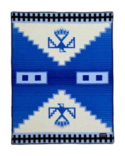FLAT VIEW OF MORNING SKY CRIB BLANKET IN BLUE/WHITE image number 2