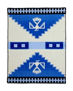 BACK VIEW OF MORNING SKY CRIB BLANKET IN BLUE/WHITE image number 3