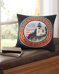 ALTERNATE VIEW OF ACADIA NATIONAL PARK PATCH PILLOW IN BLACK image number 3