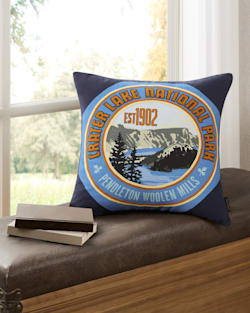 ALTERNATE VIEW OF CRATER LAKE NATIONAL PARK PATCH PILLOW IN NAVY image number 5