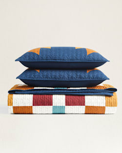 ALTERNATE VIEW OF CASTLE ROCK PIECED QUILT SET IN NAVY MULTI image number 5