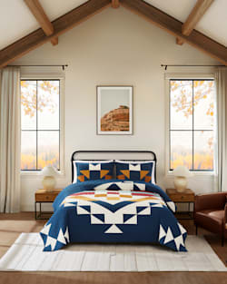 ALTERNATE VIEW OF CASTLE ROCK PIECED QUILT SET IN NAVY MULTI image number 6